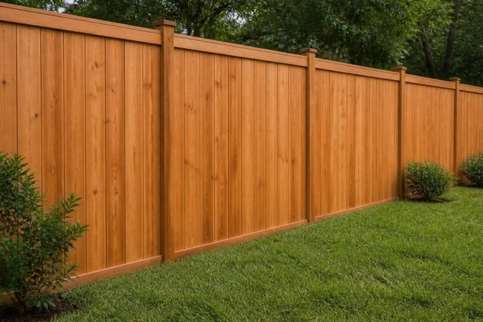 New cedar privacy fence in a Houston backyard